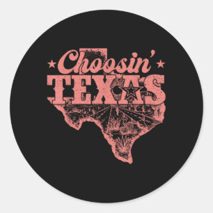 Adesivo Redondo Escolhendo Texas Retro Orgulho Texano Ocidental Co