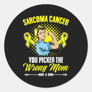 Adesivo Redondo Escolhida Má Mãe Guerreira Amarela Sarcoma Can