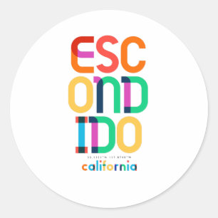 Adesivo Redondo Escondido California Meio século, Pop Art,