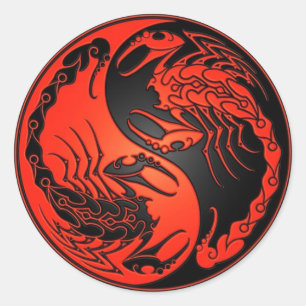 Adesivo Redondo Escorpião vermelhos e pretos de Yin Yang