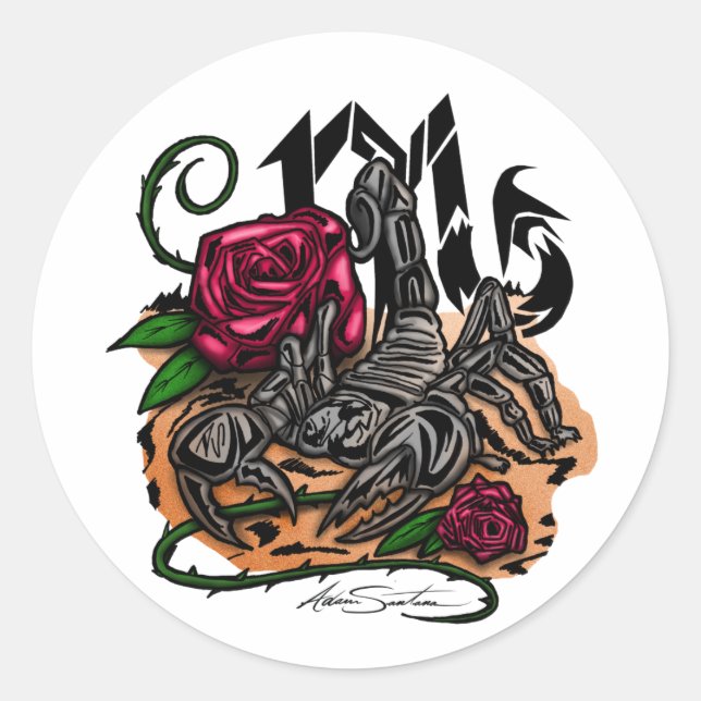 Adesivo Redondo Escorpião - Zodíaco (Frente)