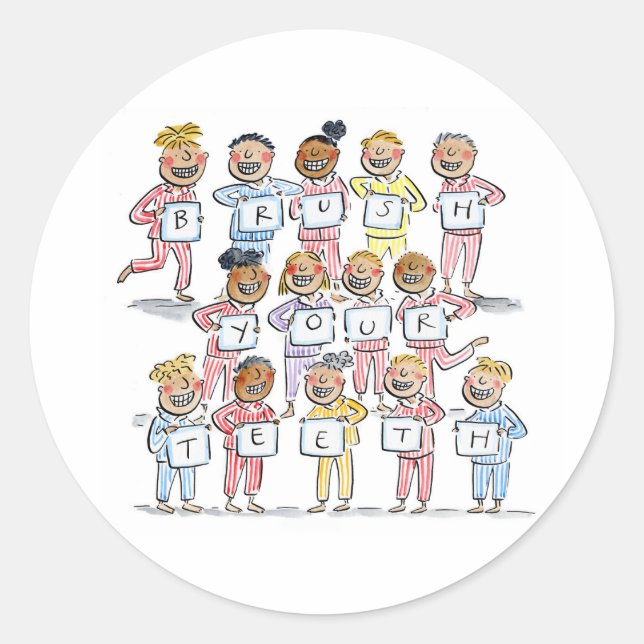 Adesivo Redondo Escove os dentes (Frente)
