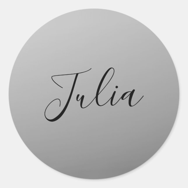 Adesivo Redondo Escrevendo de Texto Preto Editável de Script Moder (Frente)