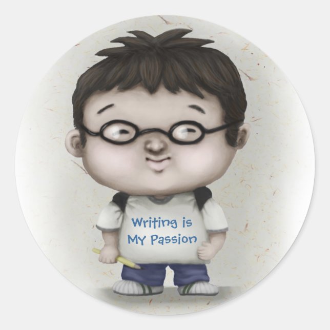 Adesivo Redondo Escrevendo é minha paixão (Frente)