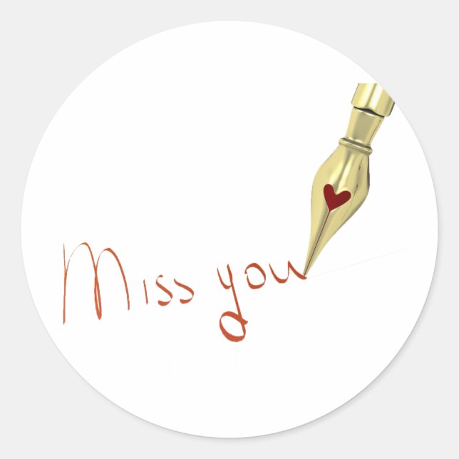 Adesivo Redondo Escrevendo Miss You Stickers (Frente)