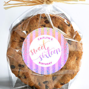 Adesivo Redondo Escrita brilhante de brilho do arco-íris de 16 an