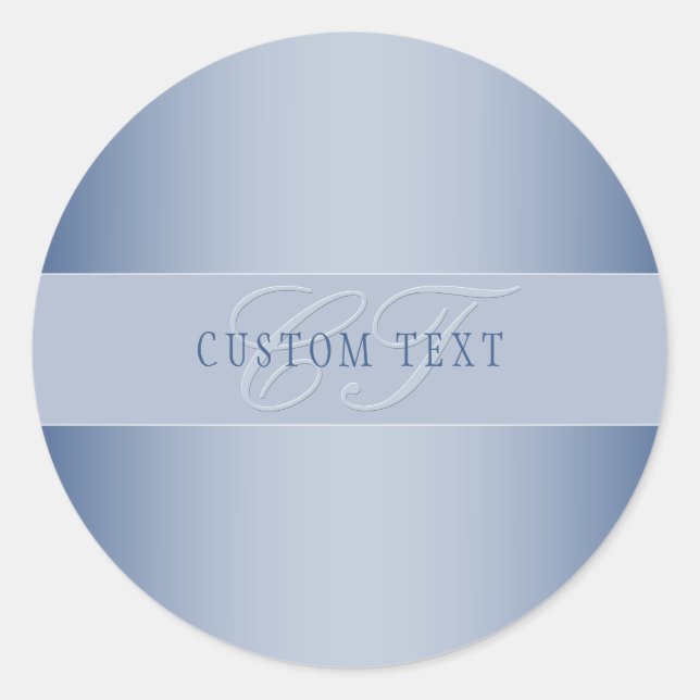 Adesivo Redondo Escrita de Monograma Elegante e Editável | Azul (Frente)