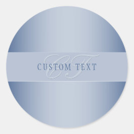 Adesivo Redondo Escrita de Monograma Elegante e Editável | Azul