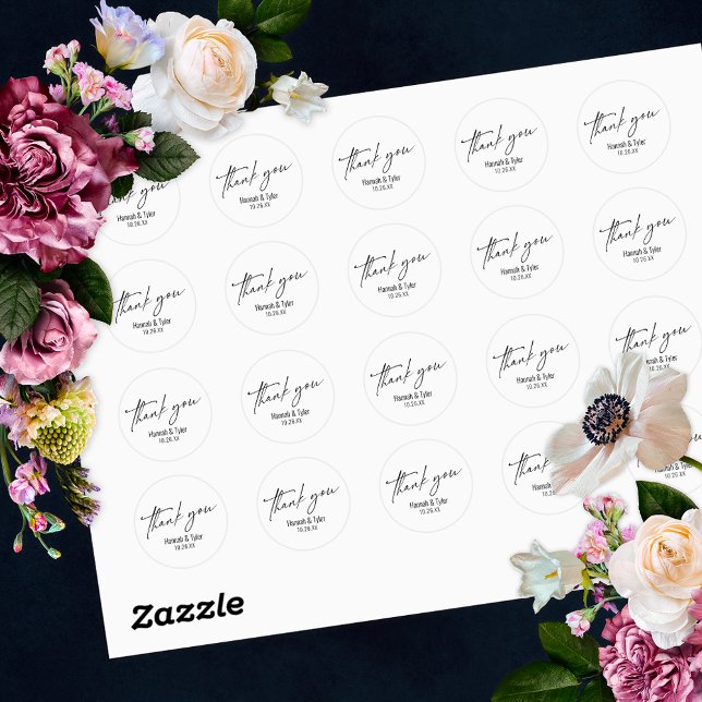 Adesivo Redondo Escrita Manual Simples Elegante Obrigado (Criador carregado)