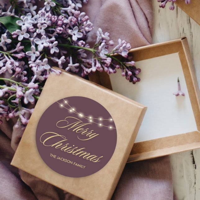 Adesivo Redondo Escrita Manuscrita Dourada de Feliz Natal Elegante (Criador carregado)