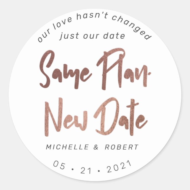Adesivo Redondo escrita moderna minimalista muda a data (Frente)