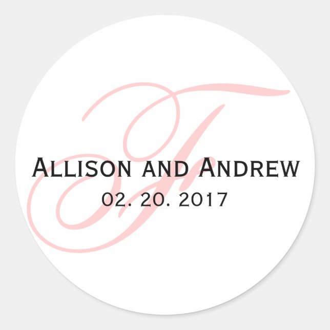 Adesivo Redondo Escrita Rosa-Esbranquiçada: F Monograma - Favor de (Frente)