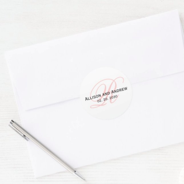 Adesivo Redondo Escrita Rosa Esbranquiçada Script Inicial R Monogr (Criador carregado)