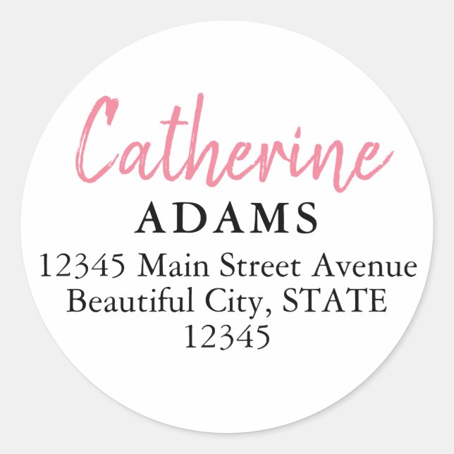 Adesivo Redondo Escrita Rosa Rosa Cinza Casual Girly Moderna Elega (Frente)