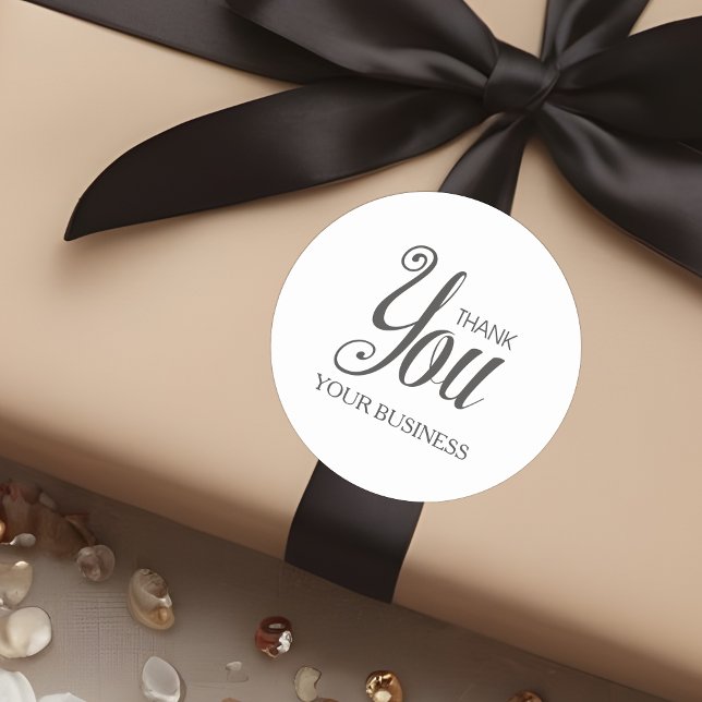 Adesivo Redondo Escrita Whimsical Cinza Escura Obrigado Citação (Dark Grey Whimsical Script Thank You Quote Classic Round Sticker.)