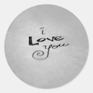 Adesivo Redondo Escrito à mão eu te amo