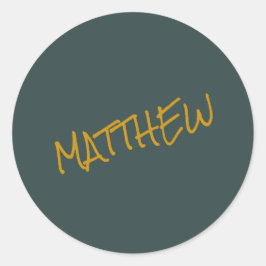 Adesivo Redondo Escrito com letras douradas modernas verdes escura