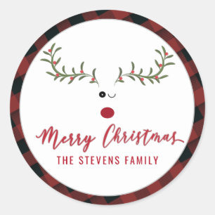 Adesivo Redondo Escrito de renas holandesas engraçado moderno Feli