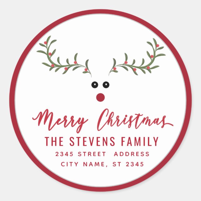 Adesivo Redondo Escrito de renas holandesas engraçado moderno Feli (Frente)