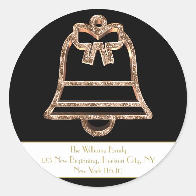 Adesivo Redondo Escrito Dourado branco e preto da gelatina natalin (Frente)