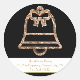 Adesivo Redondo Escrito Dourado branco e preto da gelatina natalin