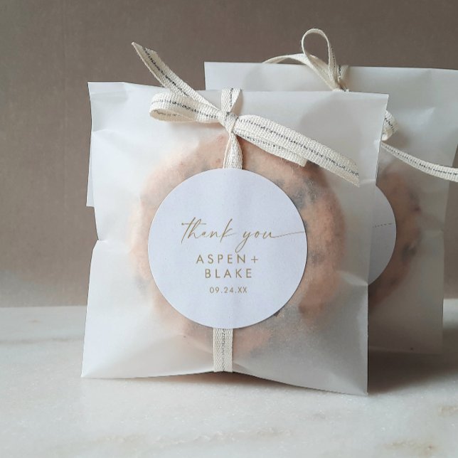 Adesivo Redondo Escrito Dourado Moderno Obrigado Vestido Favor De  (Criador carregado)