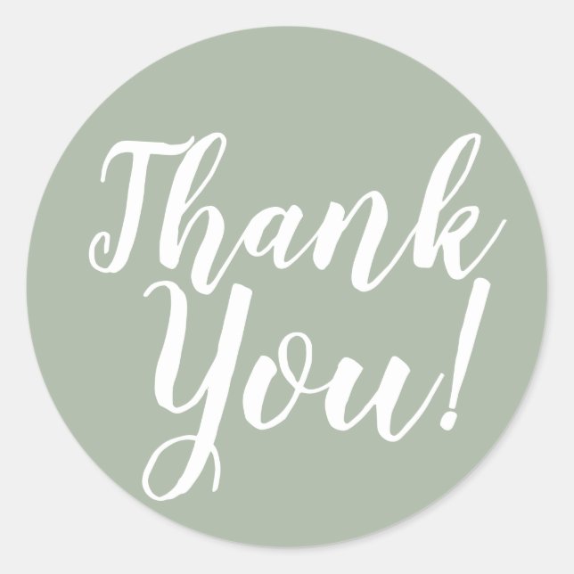 Adesivo Redondo Escrito Elegante Obrigado Sage Green Favor (Frente)