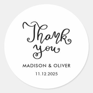 Adesivo Redondo Escrito Em Branco Obrigado Casamento