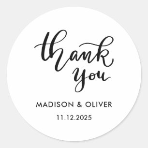 Adesivo Redondo Escrito Moderno Obrigado Casamento