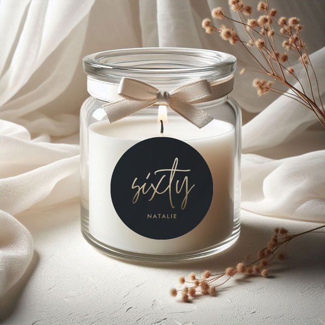 Adesivo Redondo Escrito simples de na moda elegante do aniversário (Criador carregado)