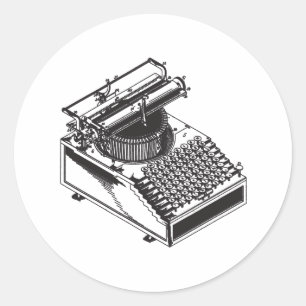 Adesivo Redondo Escritor - datilografe a máquina da escrita -