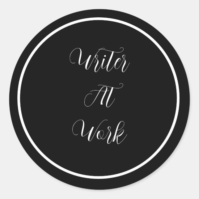 Adesivo Redondo Escritor No Trabalho (Frente)