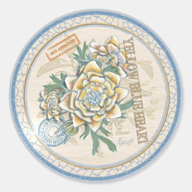 Adesivo Redondo Escritório de G Creation flor amarela (Frente)