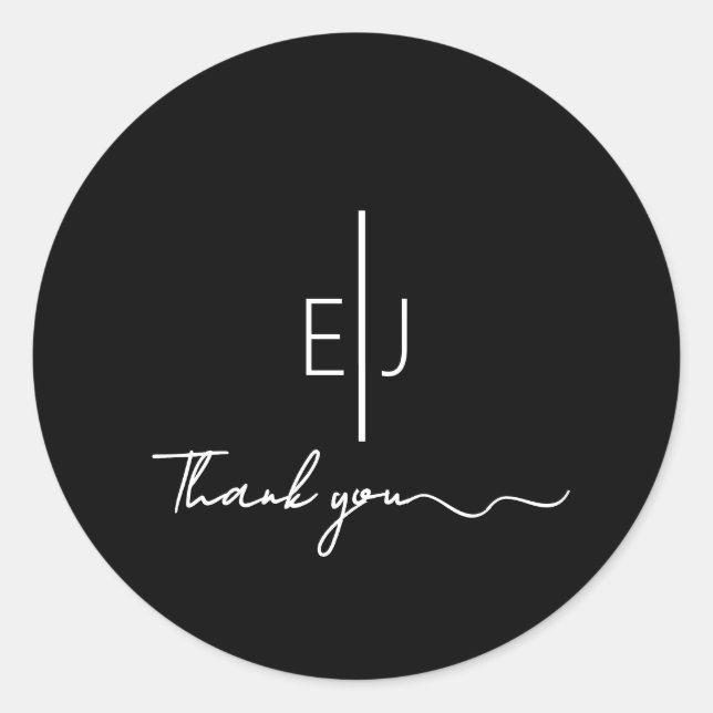 Adesivo Redondo Escriturado preto moderno Obrigado Sticker (Frente)