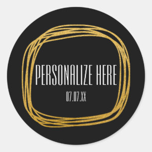 Adesivo Redondo Escrivação de espuma dourada Círculo com Vinhetas