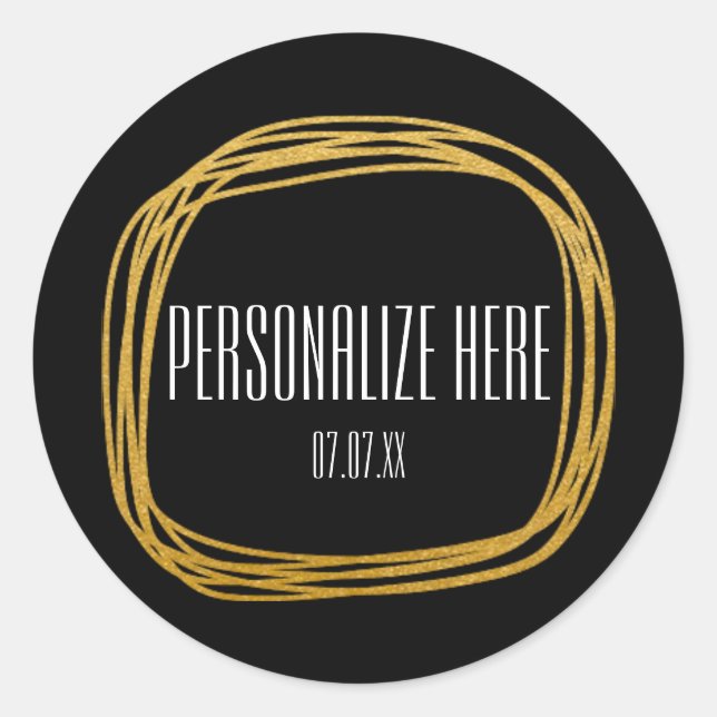 Adesivo Redondo Escrivação de espuma dourada Círculo com Vinhetas  (Frente)