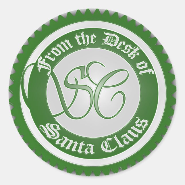 Adesivo Redondo Escrivaninha de Papai Noel (Frente)