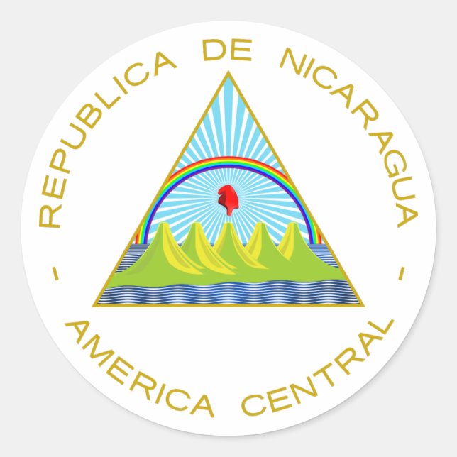 Adesivo Redondo Escudo da Nicarágua (Frente)