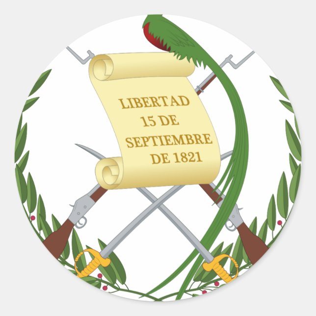 Adesivo Redondo Escudo de armas da Guatemala - Casaco de armas (Frente)