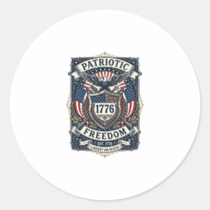 Adesivo Redondo Escudo de Batalha Patriótico 1776 Símbolo Inspirad