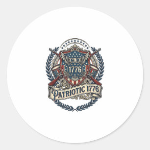 Adesivo Redondo Escudo de Batalha Patriótico 1776 Símbolo Inspirad