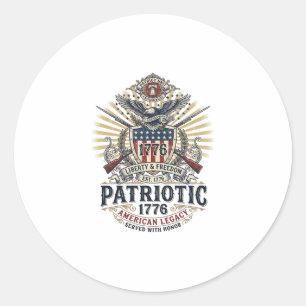 Adesivo Redondo Escudo de Batalha Patriótico 1776 Símbolo Inspirad