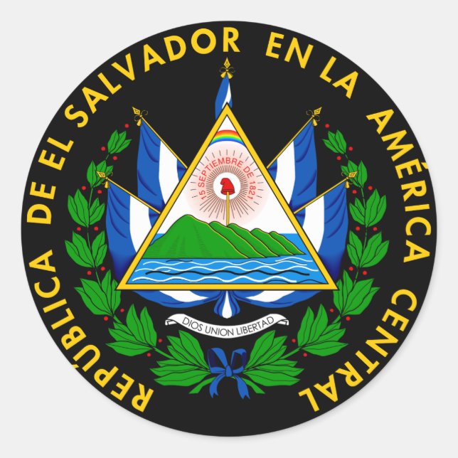 Adesivo Redondo Escudo de El Salvador (Frente)
