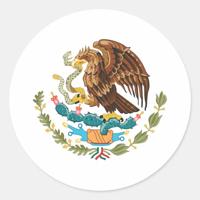 Adesivo Redondo Escudo Nacional do México - Emblema Mexicano (Frente)
