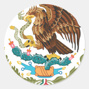 Adesivo Redondo Escudo Nacional do México - Emblema Mexicano