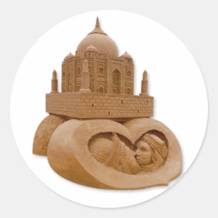 Adesivo Redondo Escultura de areia de Taj Mahal por Sudarsan Pattn