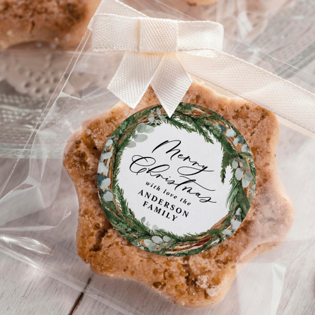 Adesivo Redondo Escuridão foliar mínima moderna no Natal (Criador carregado)