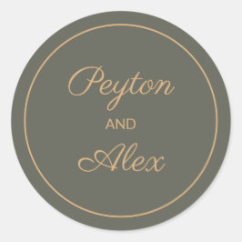 Adesivo Redondo Escuro Nome de noiva verde Envelope Gift Bag