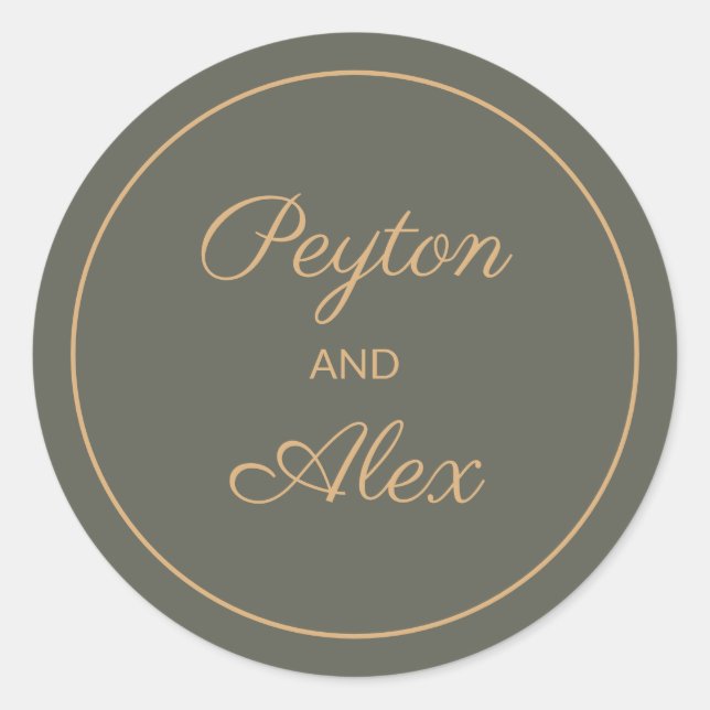 Adesivo Redondo Escuro Nome de noiva verde Envelope Gift Bag (Frente)