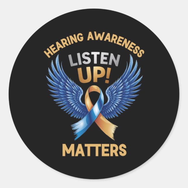 Adesivo Redondo Escute! Sensibilização Auditiva: Fita Alada (Frente)